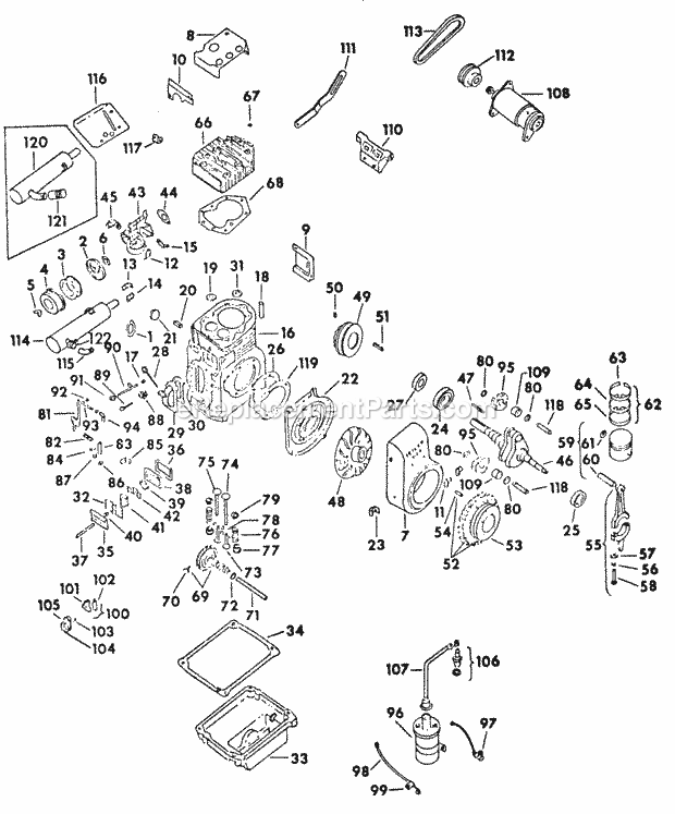 Engine-K301a-12 Hp Diagram and Parts List for 128 2050045U, 2050217U, 2050218U Cub Cadet Lawn Tractor